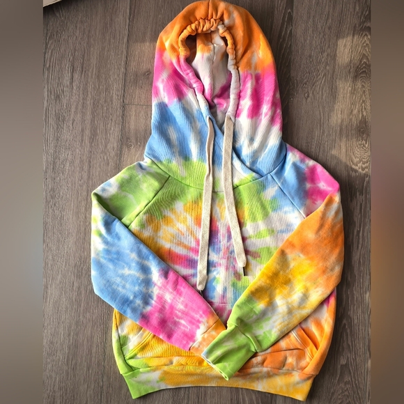 NSF Skittles Tie Dye Lisse Hoodie Women M Made In USA with Drawstrings - Picture 3 of 10